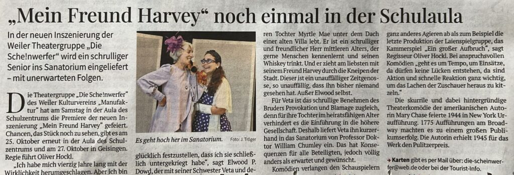 Zeitungsartikel_Scheinwerfer_Mein Freund Harvey_ 2025-01-14